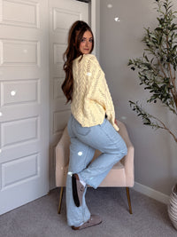 Clover Cable Knit Pullover Sweater (Butter Yellow)