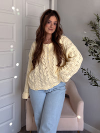 Clover Cable Knit Pullover Sweater (Butter Yellow)
