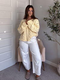 Clover Cable Knit Pullover Sweater (Butter Yellow)