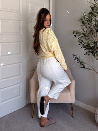 Clover Cable Knit Pullover Sweater (Butter Yellow)
