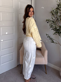 Clover Cable Knit Pullover Sweater (Butter Yellow)