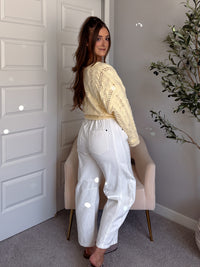 Clover Cable Knit Pullover Sweater (Butter Yellow)