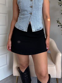Colby A-Line Mid Rise Cotton Mini Skort (Black)