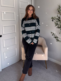 Collins Relaxed Fit Striped Cardigan (Hunter Green)