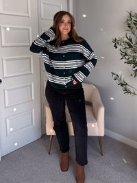 Collins Relaxed Fit Striped Cardigan (Hunter Green)