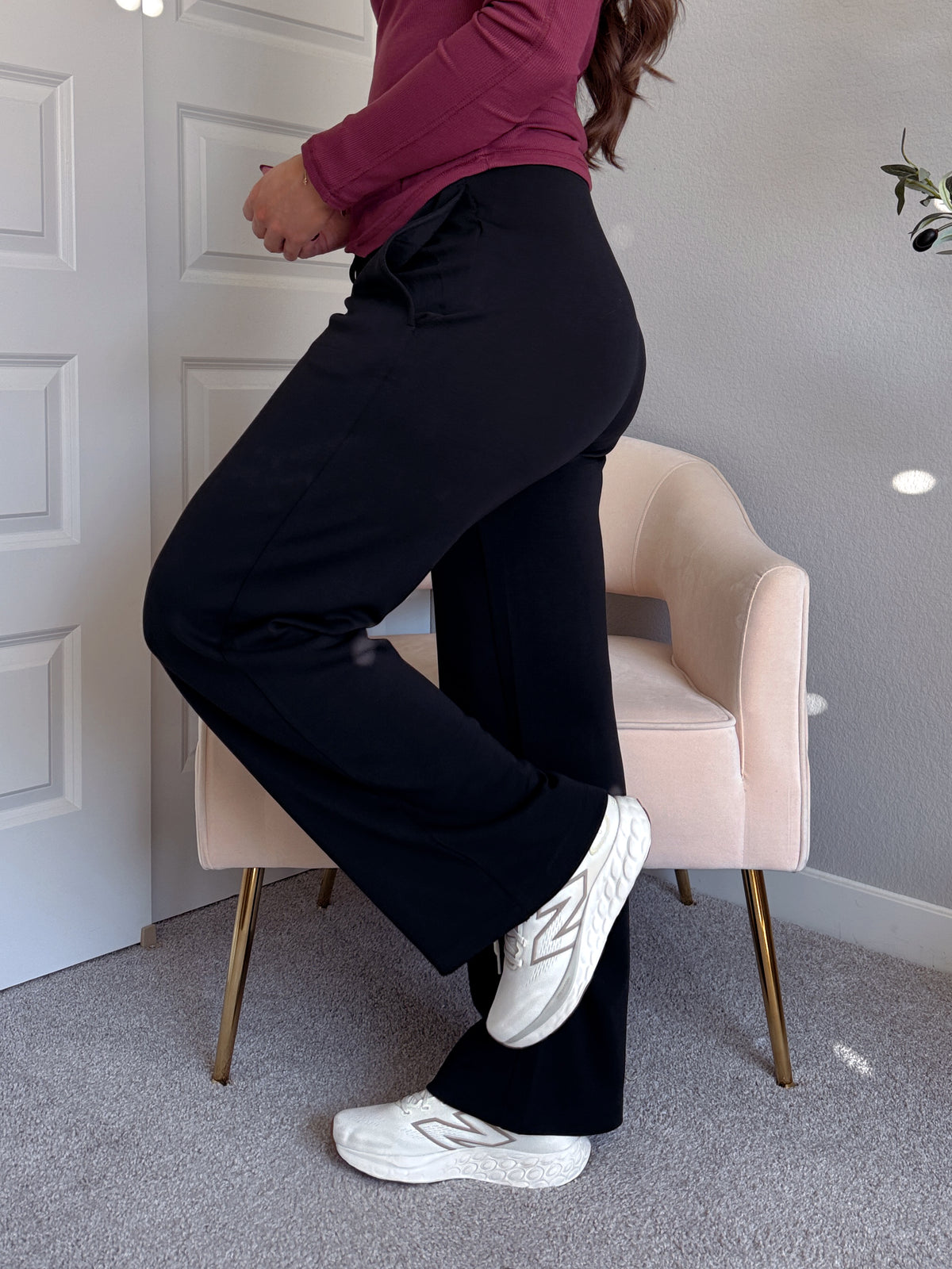 Crew Scuba Wide Leg Drawstring Pants (Black)
