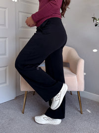 Crew Scuba Wide Leg Drawstring Pants (Black)