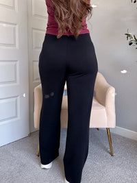 Crew Scuba Wide Leg Drawstring Pants (Black)