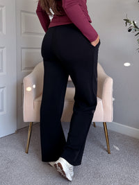 Crew Scuba Wide Leg Drawstring Pants (Black)