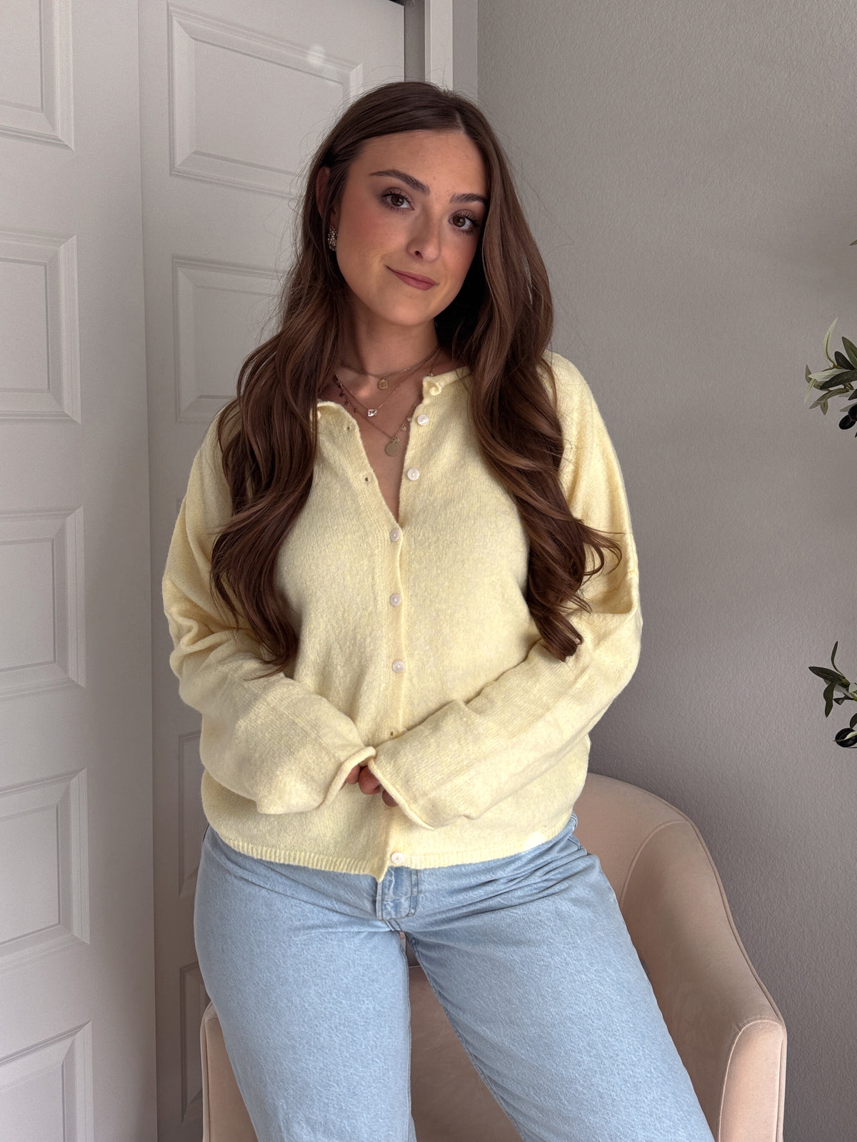 Daisy Lightweight Knit Cardigan (Butter Yellow)