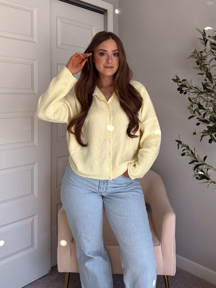 Daisy Lightweight Knit Cardigan (Butter Yellow)