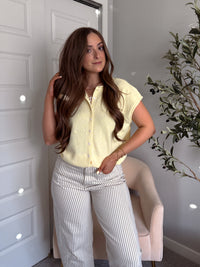 Daisy Lightweight Knit Sleeveless Cardigan (Butter Yellow)