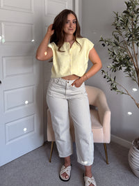 Daisy Lightweight Knit Sleeveless Cardigan (Butter Yellow)