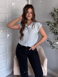 Daisy Lightweight Knit Sleeveless Cardigan (Heather Gray)