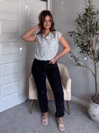 Daisy Lightweight Knit Sleeveless Cardigan (Heather Gray)