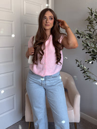 Daisy Lightweight Knit Sleeveless Cardigan (Light Pink)