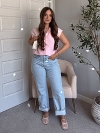 Daisy Lightweight Knit Sleeveless Cardigan (Light Pink)