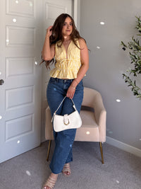 Delilah Striped Poplin Peplum Top (Yellow)