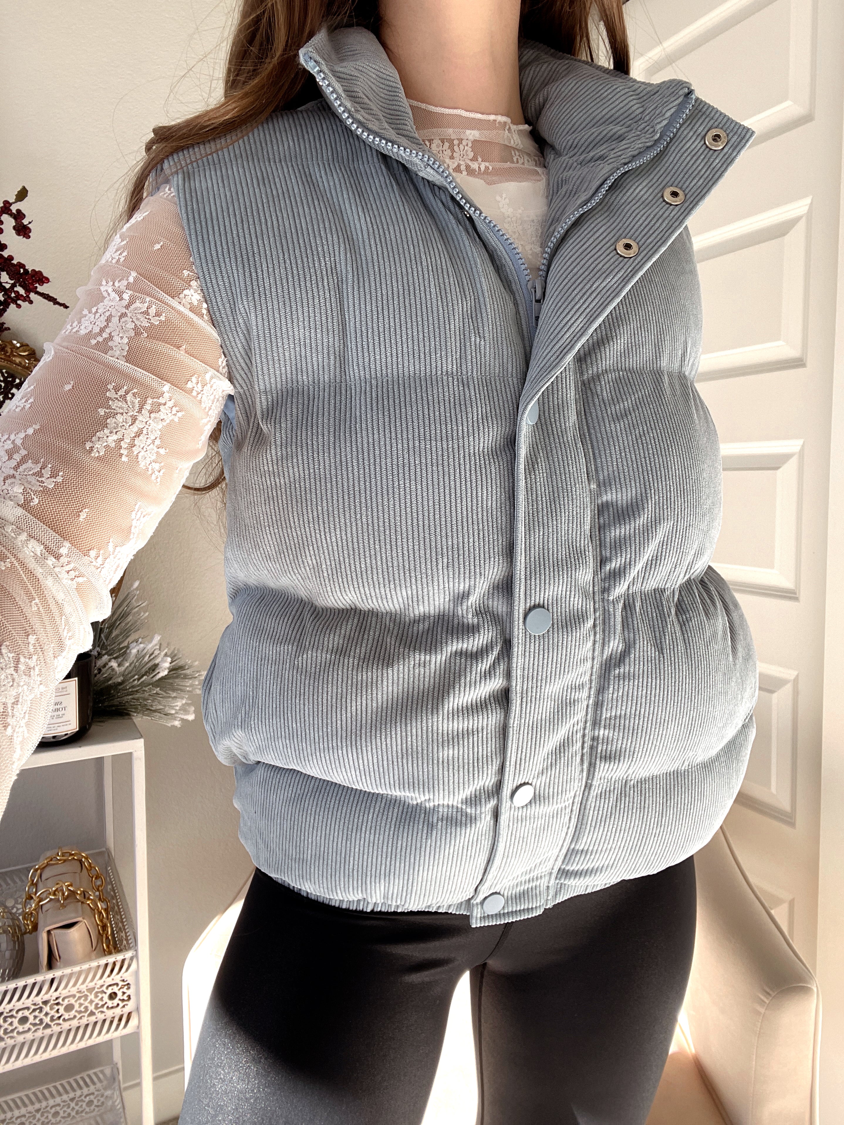 Corduroy puffer sale vest