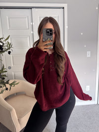 Dillon Oversized Henley Sweater (Burgundy)