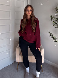 Dillon Oversized Henley Sweater (Burgundy)