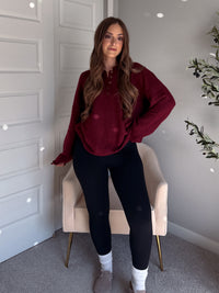 Dillon Oversized Henley Sweater (Burgundy)