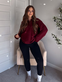 Dillon Oversized Henley Sweater (Burgundy)