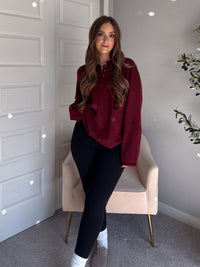 Dillon Oversized Henley Sweater (Burgundy)