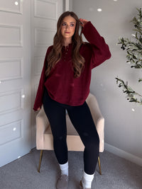 Dillon Oversized Henley Sweater (Burgundy)