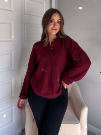 Dillon Oversized Henley Sweater (Burgundy)