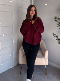Dillon Oversized Henley Sweater (Burgundy)