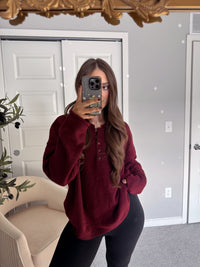 Dillon Oversized Henley Sweater (Burgundy)
