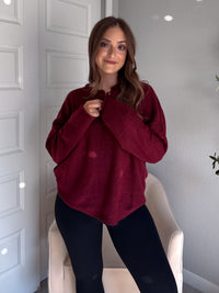 Dillon Oversized Henley Sweater (Burgundy)