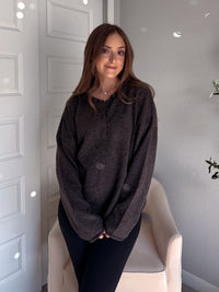 Dillon Oversized Henley Sweater (Deep Brown)
