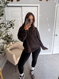 Dillon Oversized Henley Sweater (Deep Brown)