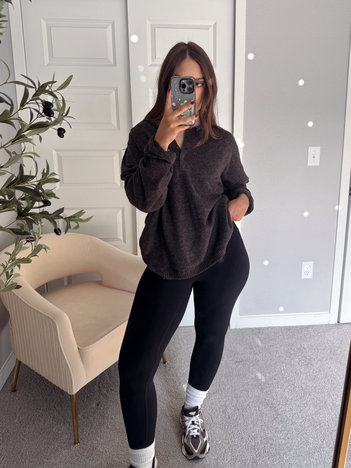 Dillon Oversized Henley Sweater (Deep Brown)