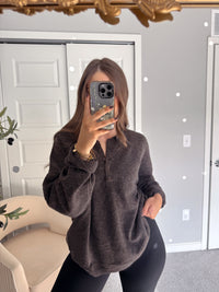 Dillon Oversized Henley Sweater (Deep Brown)