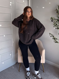 Dillon Oversized Henley Sweater (Deep Brown)