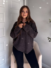 Dillon Oversized Henley Sweater (Deep Brown)