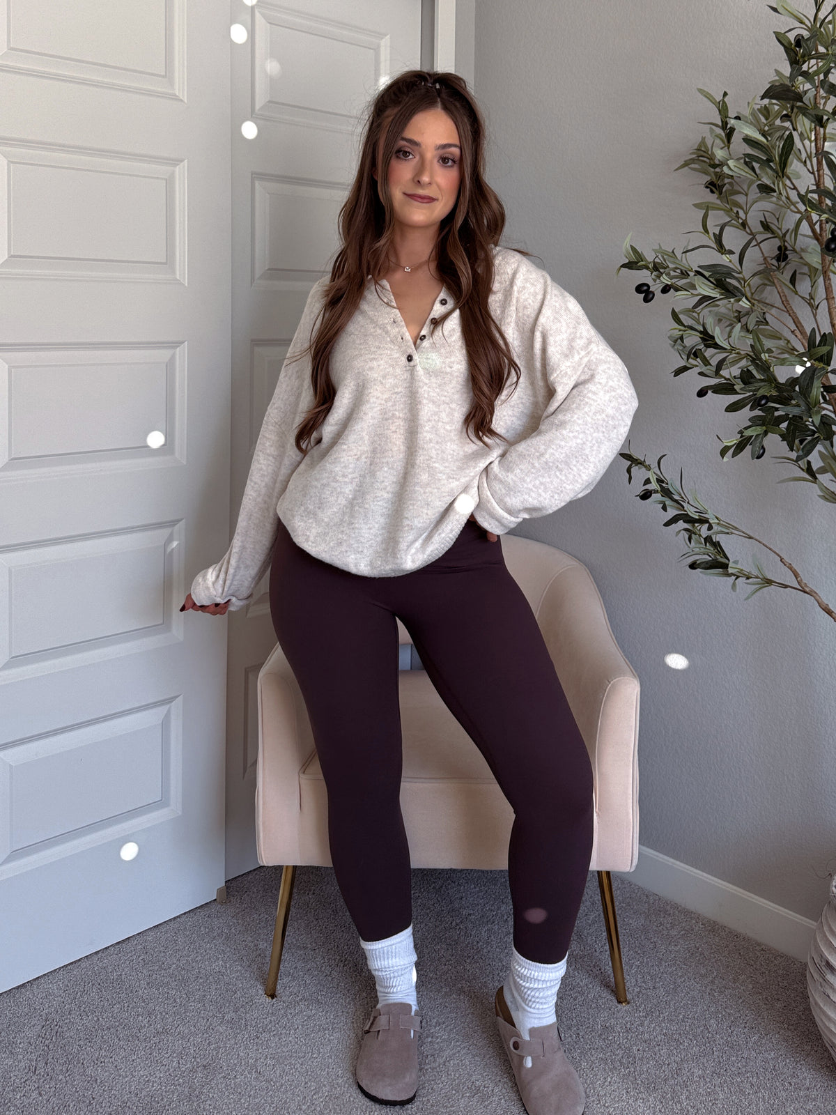 Dillon Oversized Henley Sweater (Oatmeal)