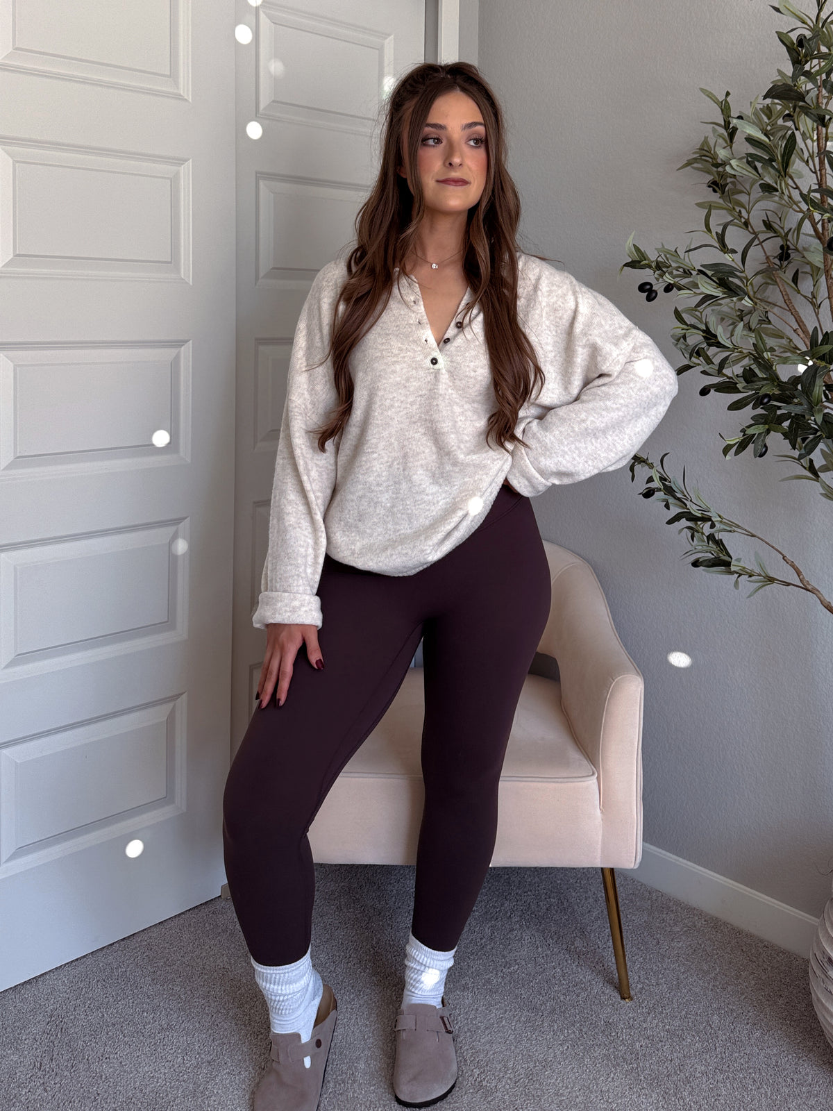 Dillon Oversized Henley Sweater (Oatmeal)