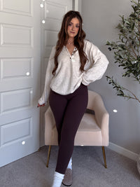 Dillon Oversized Henley Sweater (Oatmeal)