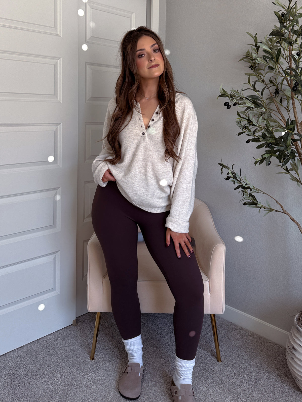 Dillon Oversized Henley Sweater (Oatmeal)