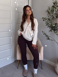 Dillon Oversized Henley Sweater (Oatmeal)
