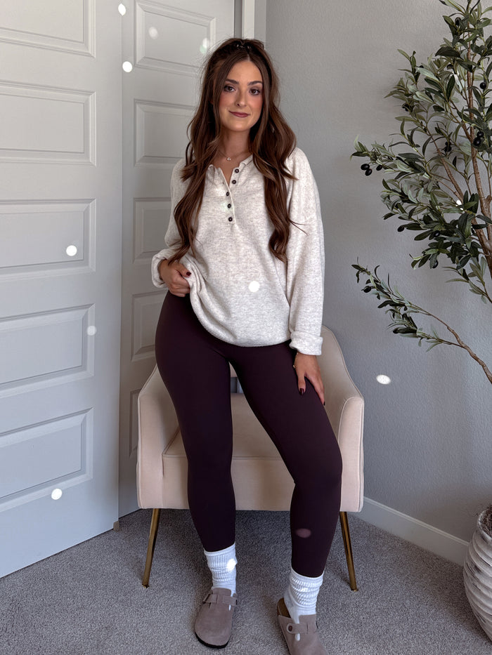Dillon Oversized Henley Sweater (Oatmeal)