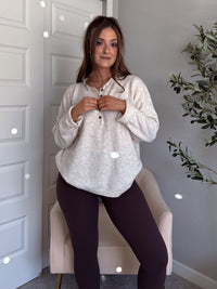 Dillon Oversized Henley Sweater (Oatmeal)