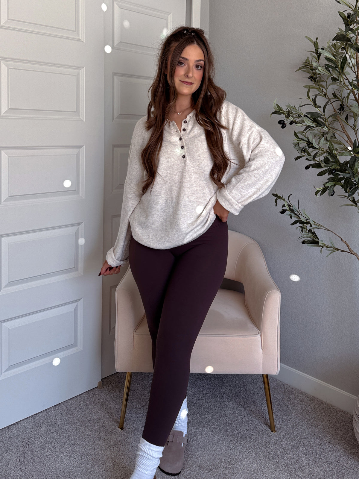 Dillon Oversized Henley Sweater (Oatmeal)