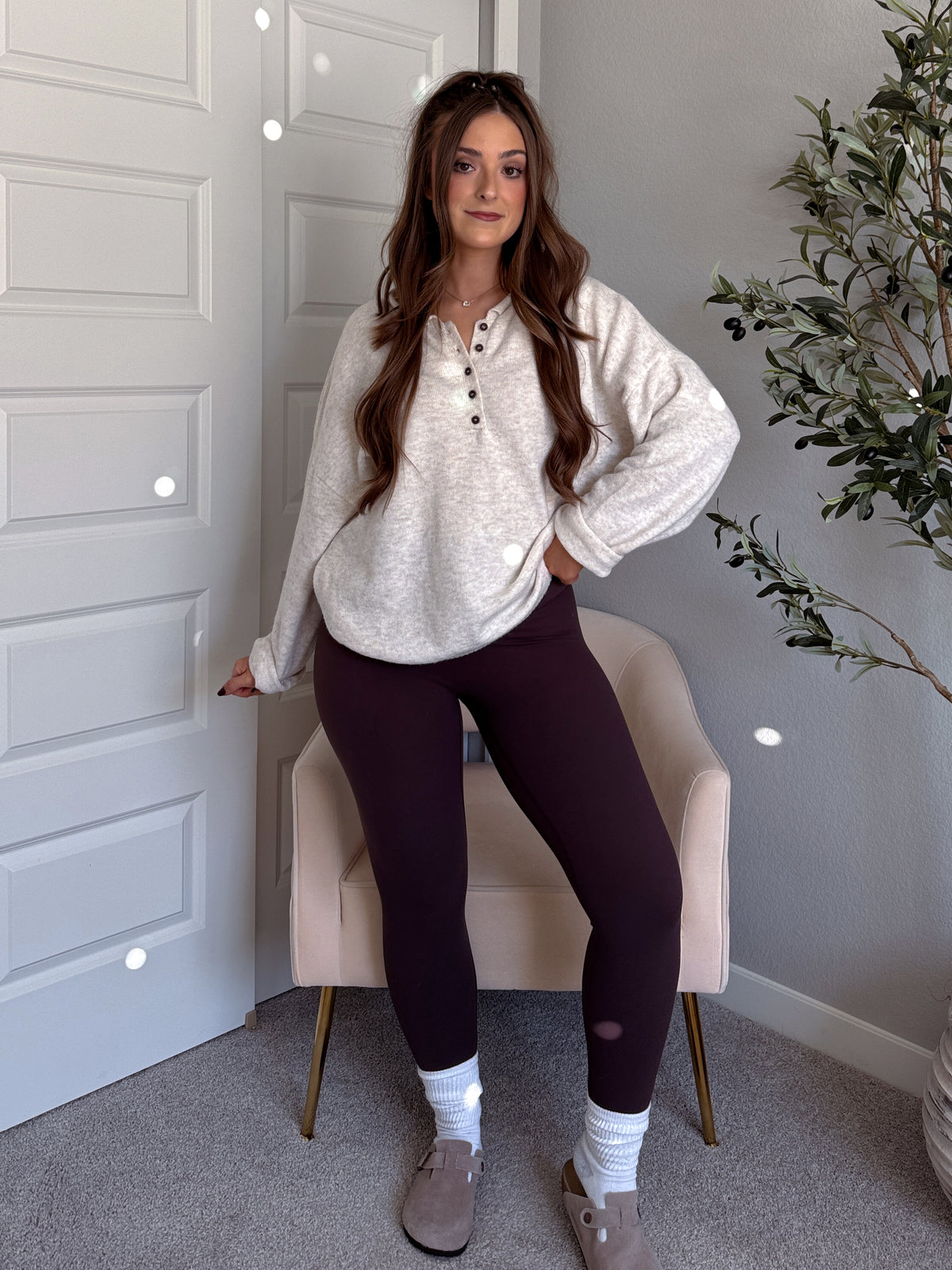Dillon Oversized Henley Sweater (Oatmeal)