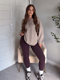 Dillon Oversized Henley Sweater (Taupe)