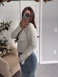 Elena Snap Button Fitted Cardigan (Cream)
